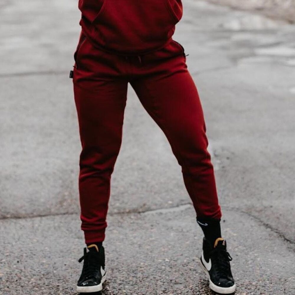 Flag Nor Fail Unisex Essential Fleece V2 Joggers in Bloodstone Red Extra Small